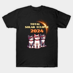 Solar Eclipse 2024 Cat Wearing Solar Eclipse T-Shirt